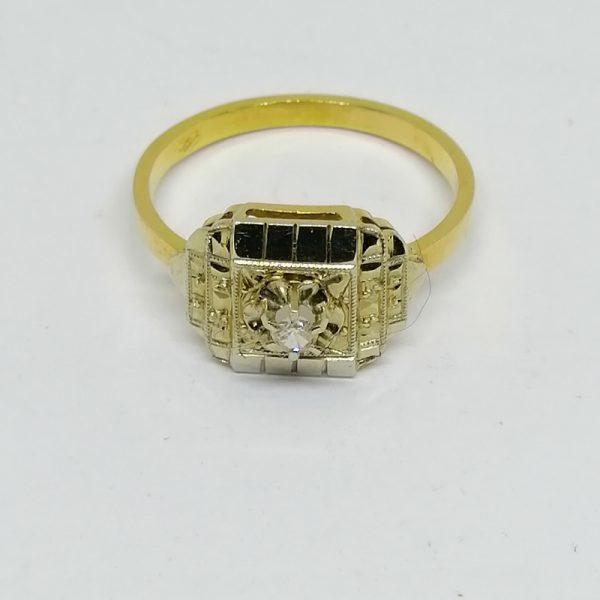 bague en or bicolore avec petit diamant vers 1925