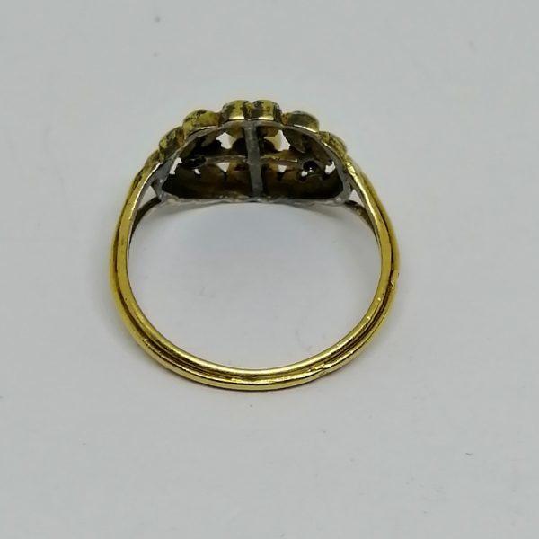 Bague or florale avec perle fine – Image 4