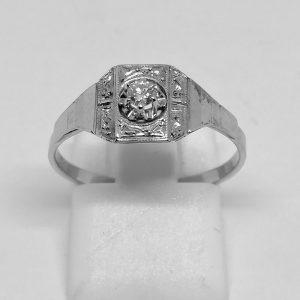 bague en or gris avec un petit diamants travail art déco vers 1930