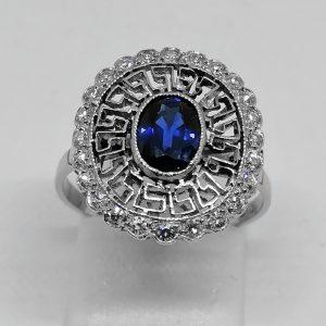 bague en platine avec saphir et diamants art déco 1930