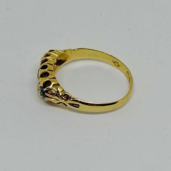 Bague or saphir et diamants fin 19ième – Image 3