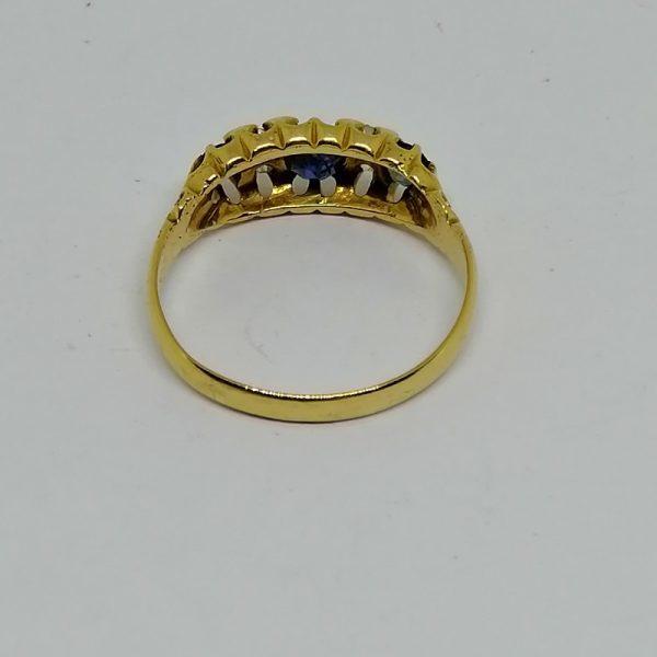 Bague or saphir et diamants fin 19ième – Image 4