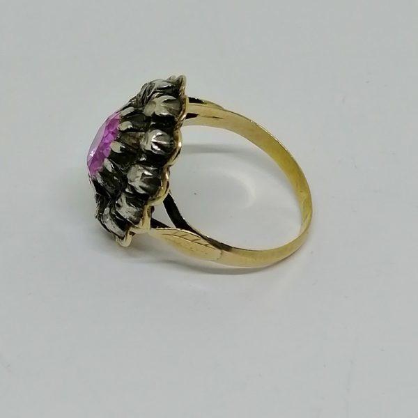 Bague or et argent avec saphir rose. – Image 3