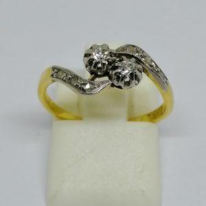 bague en or toi et moi avec diamants vers 1900