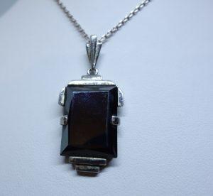 pendentif argent art déco et hématite