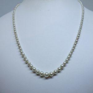 collier perles imitation et fermoir argent 1920