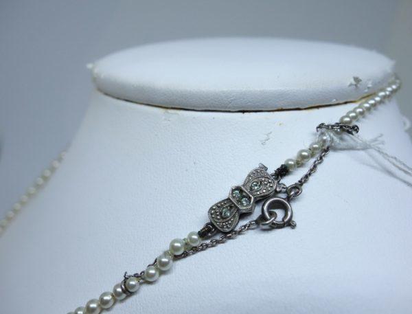 collier perles imitation et fermoir argent 1920