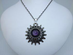 pendentif argent avec améthyste et sa chaîne ouvragée