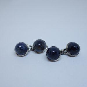 boutons de manchettes argent et sodalite 1900