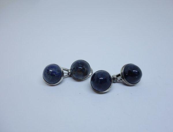 boutons de manchettes argent et sodalite 1900