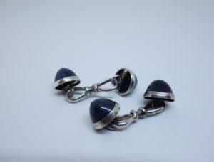 boutons de manchettes argent et sodalite 1900