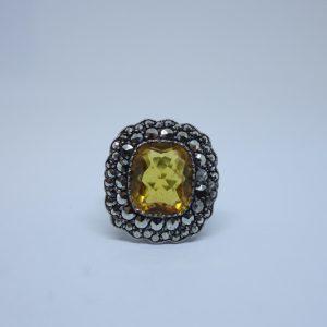 bague argent citrine et marcasites 1930