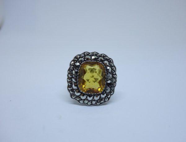 bague argent citrine et marcasites 1930