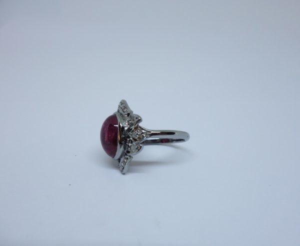 bague argent et tourmaline rose avec diamants