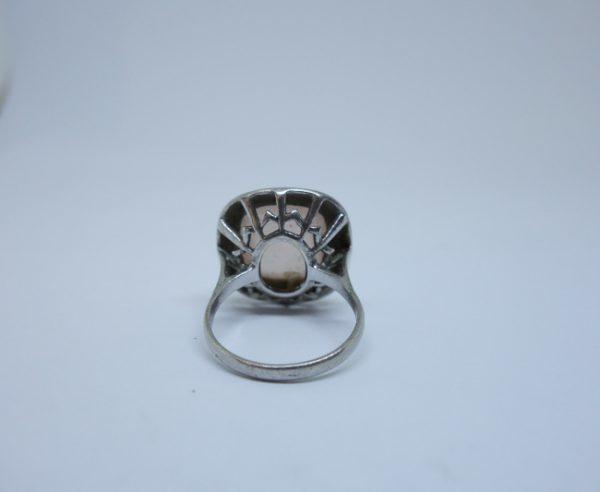 bague argent français quartz rose marcasites 1930