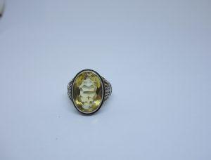 bague chevalière argent et citrine 1930