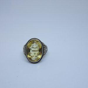 bague chevalière argent et citrine 1930