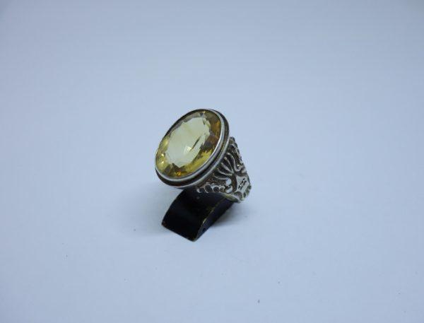 bague chevalière argent citrine 1930