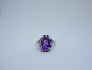 bague solitaire argent améthyste
