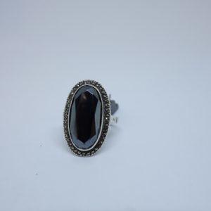 bague argent français hématite et marcasites 1930