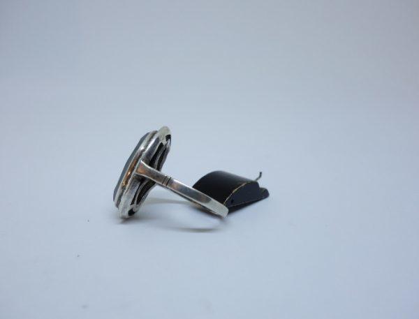 bague argent hématite et marcasites