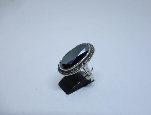 bague argent art déco hématite et marcasites