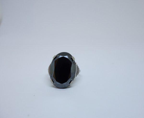 bague argent hématite art déco