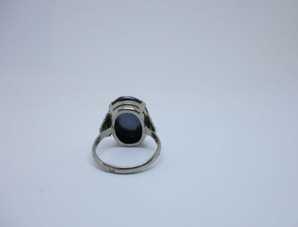 bague argent hématite art déco