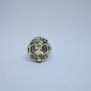 bague argent citrine art déco