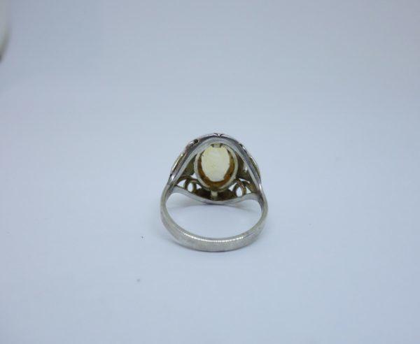 bague argent citrine art déco