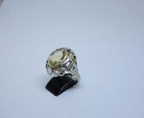 bague argent citrine art déco