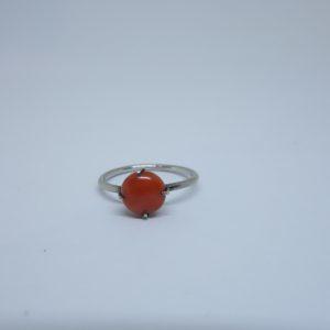 bague argent bouton de corail