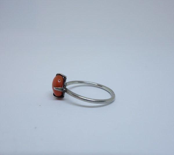 bague argent bouton de corail