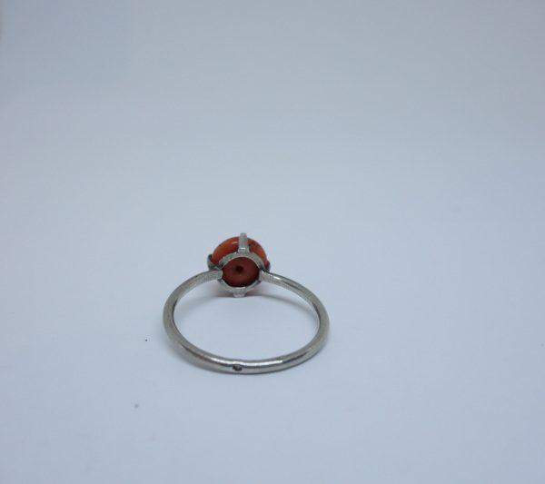 bague argent bouton de corail 1900