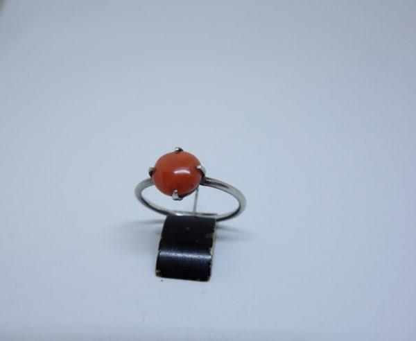 bague argent bouton de corail