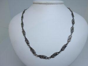 collier argent maillon fleurs art nouveau