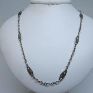 collier argent maille olive filigrané