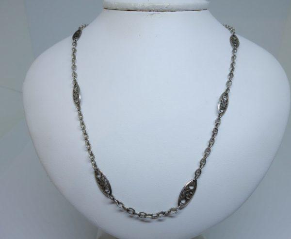 collier argent maille olive filigrané