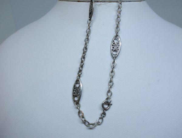 collier argent maille olive filigrané