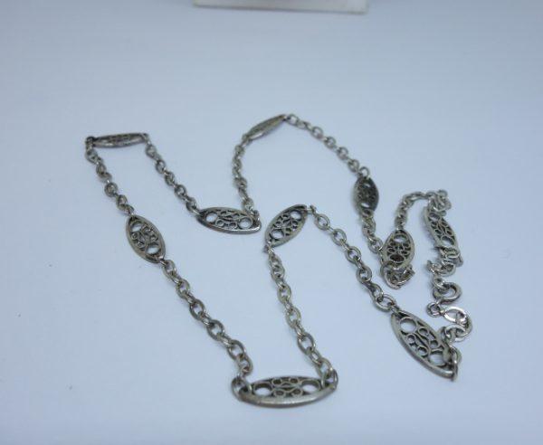 collier argent maillon olive filigrané