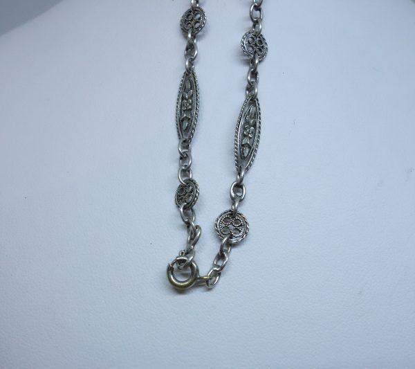 collier argent deux maillons art nouveau