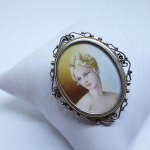 broche ou pendentif argent avec miniature