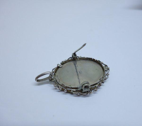 broche ou pendentif argent vermeil avec miniature