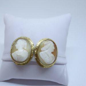 boucles d'oreilles clip en vermeil avec camée