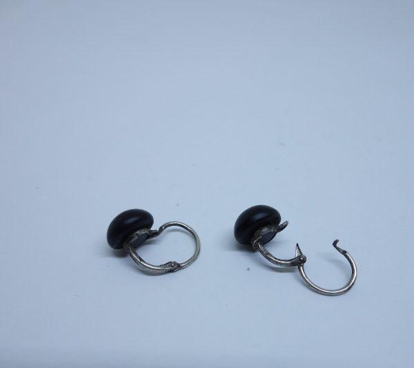 boucles d'oreilles argent et boutons de jais