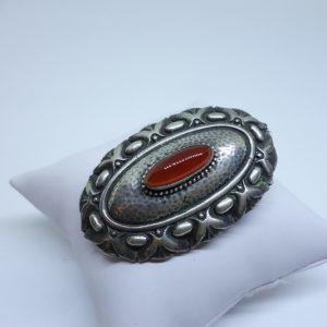 broche argent avec cornaline cabochon