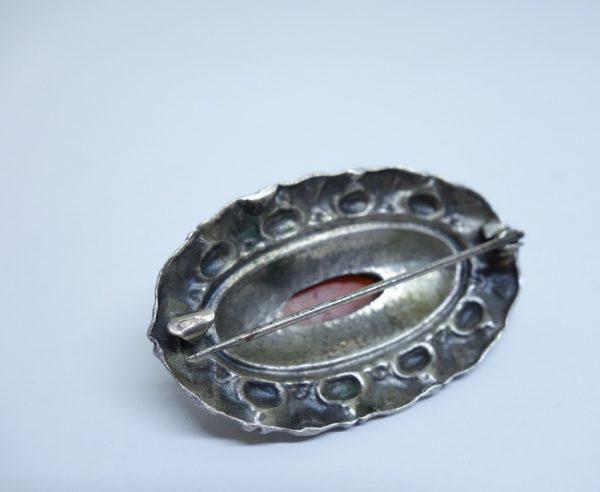 broche argent art nouveau avec cornaline