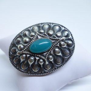 broche argent avec agate verte art nouveau