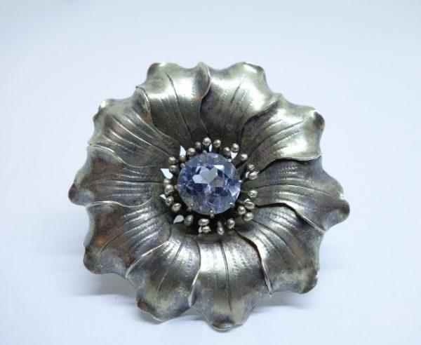 broche argent vermeil travail fait main ancien