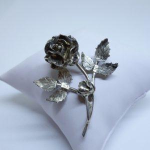 broche argent branche de rosier